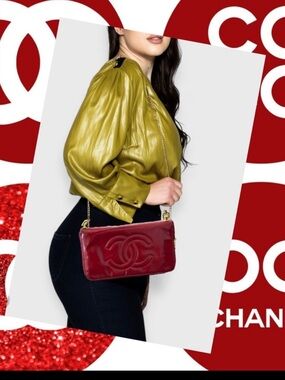 CHANEL CC Logo Patent Leather
Zip Around Long Wallet Red vintage converted